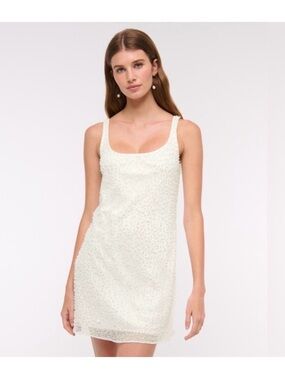 Abercrombie & Fitch White Embellished Beaded Pearl Dress NEW